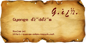 Gyenge Ádám névjegykártya