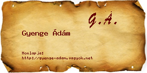 Gyenge Ádám névjegykártya